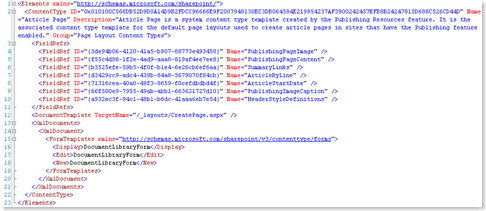 Article Page Content Type definition as exported by Imtech Fields Explorer v1.2.0.0