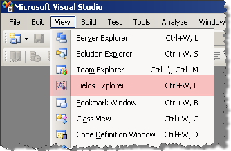 Imtech Fields Explorer is added to the Visual Studio View menu