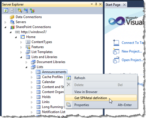 Imtech Get SPMetal Definition Extension v1.2 supports generating SPMetal definitions for SharePoint Lists