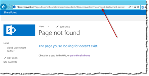 Page not found error when trying to navigate to a page with Friendly URL located in a subweb