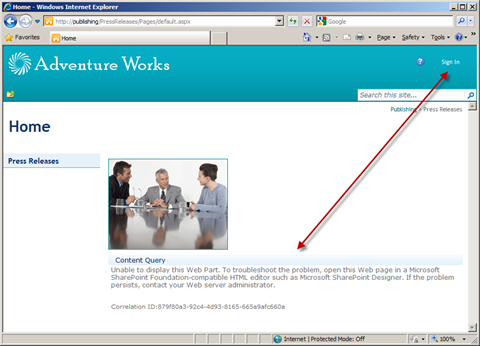 Content Editor Web Part throwing an exception while aggregating content of a Document Library for anonymous users.