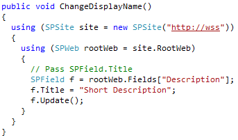 Programmatically updating display name of a Site Column
