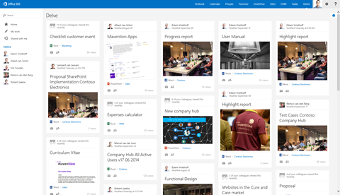 Documents relevant for me displayed in Office Delve