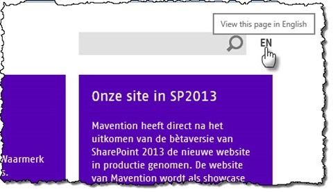 Language switch button on mavention.nl