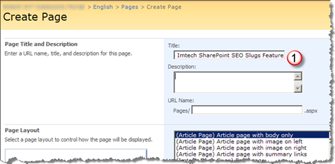 While creating a new Publishing Page the first thing to do is to enter the page title