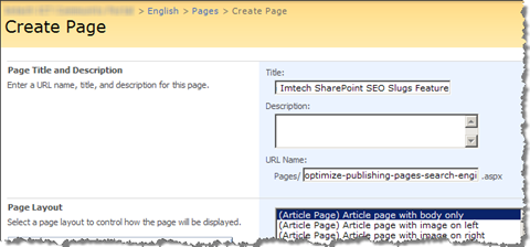 Generate optimized slugs for Publishing Pages using Imtech SharePoint SEO Slugs Feature