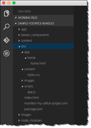 Optimized contents of the release version of an Office Add-in generated using the Yeoman Office Generator