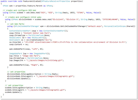 Provisioning configuration using Feature Receiver