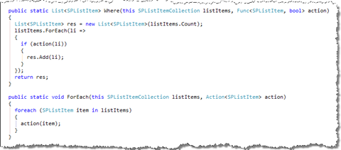 Definition of a Where lambda expression which can be attached to SPListItemCollection