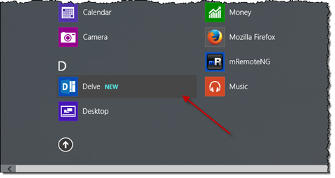 Delve displayed in the list of all apps
