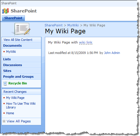 Custom Wiki Page created programmatically