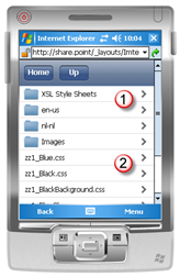 Exploring folders of a document library using Imtech Mobile SharePoint