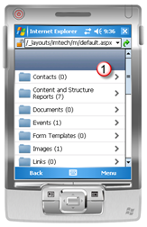 Overview of all lists and document libraries in Imtech Mobile SharePoint