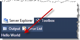Message displayed in the Visual Studio status bar