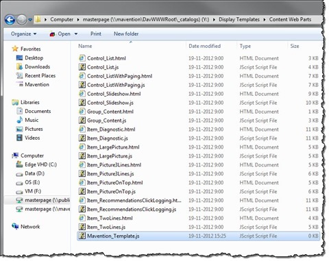 New Display Template file selected in Windows Explorer
