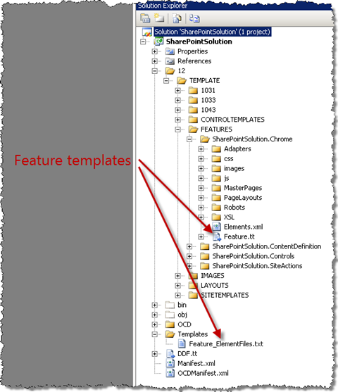 Solution screenshot with arrows pointing to both templates