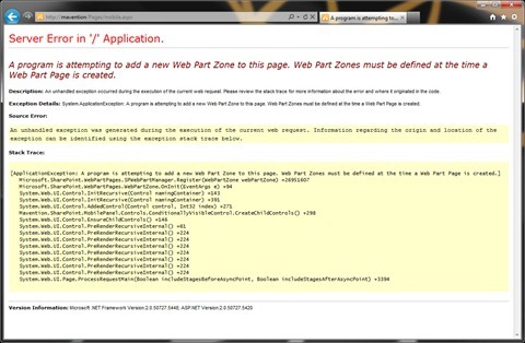 ASP.NET exception displayed in Internet Explorer